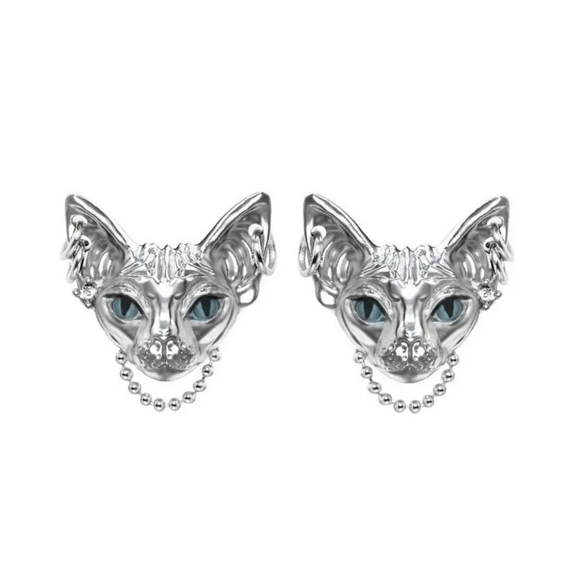 

Trendy Cute Kitten Stud Earrings for Women Men Personality Creative Cat Earrings Silver Color Gothic Punk Jewelry Gift 2023 New