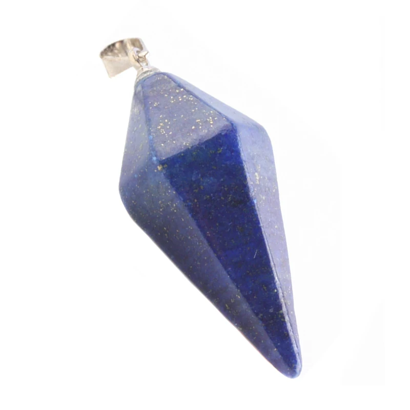 

SUNYIK Natural Lapis Lazuli Gem Stone Healing Reiki Dowsing Stone Charms Pendant Pendulum with Chain