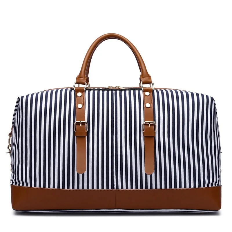 New Men's Travel Bag Blue Striped Canvas Duffel Bag High Quality Luggage Large Capacity Business Handbag Shoulder Bag For Male