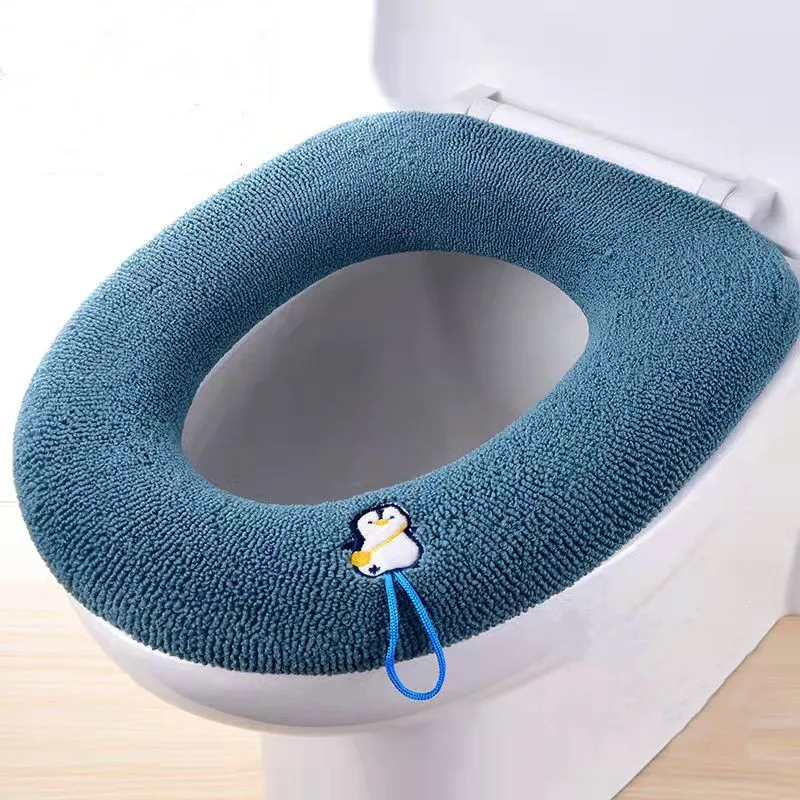 

Bathroom Soft Thicker Warmer Stretchable Washable Cloth Toilet Seat Cover Pads