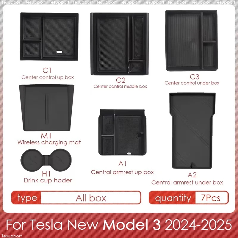 

Ящик для хранения Tesla Model 3 Highland 2025 Model 3 2024 Highland, центральная консоль, подлокотник, ящик для хранения, аксессуары для укладки и уборки