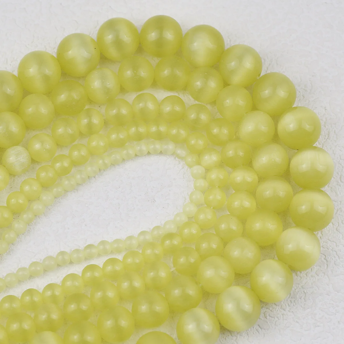 Светло-желтый Круглый Кошачий Глаз Камень Свободные Бусины Для Ювелирных