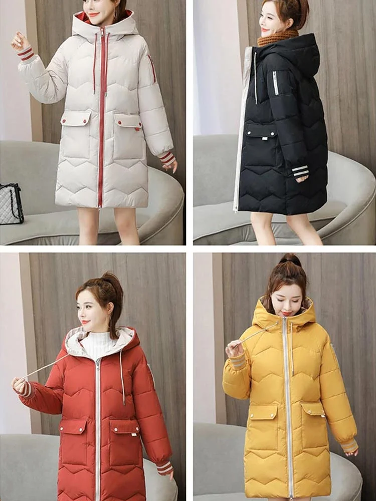 Down Jackets Female Winter Coat Women's Parkas Hooded Warm Winter Jacket Coat Cotton Padded Jacket -3XL