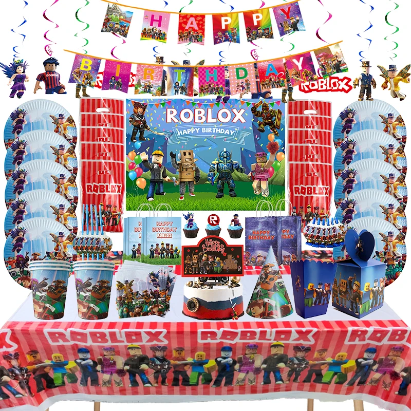 Roboter Spiel Glücklich Geburtstag Dekoration Geschirr Set Papier Platte Tasse Stroh Partei Liefert Latex Ballon Set Baby Dusche Decor