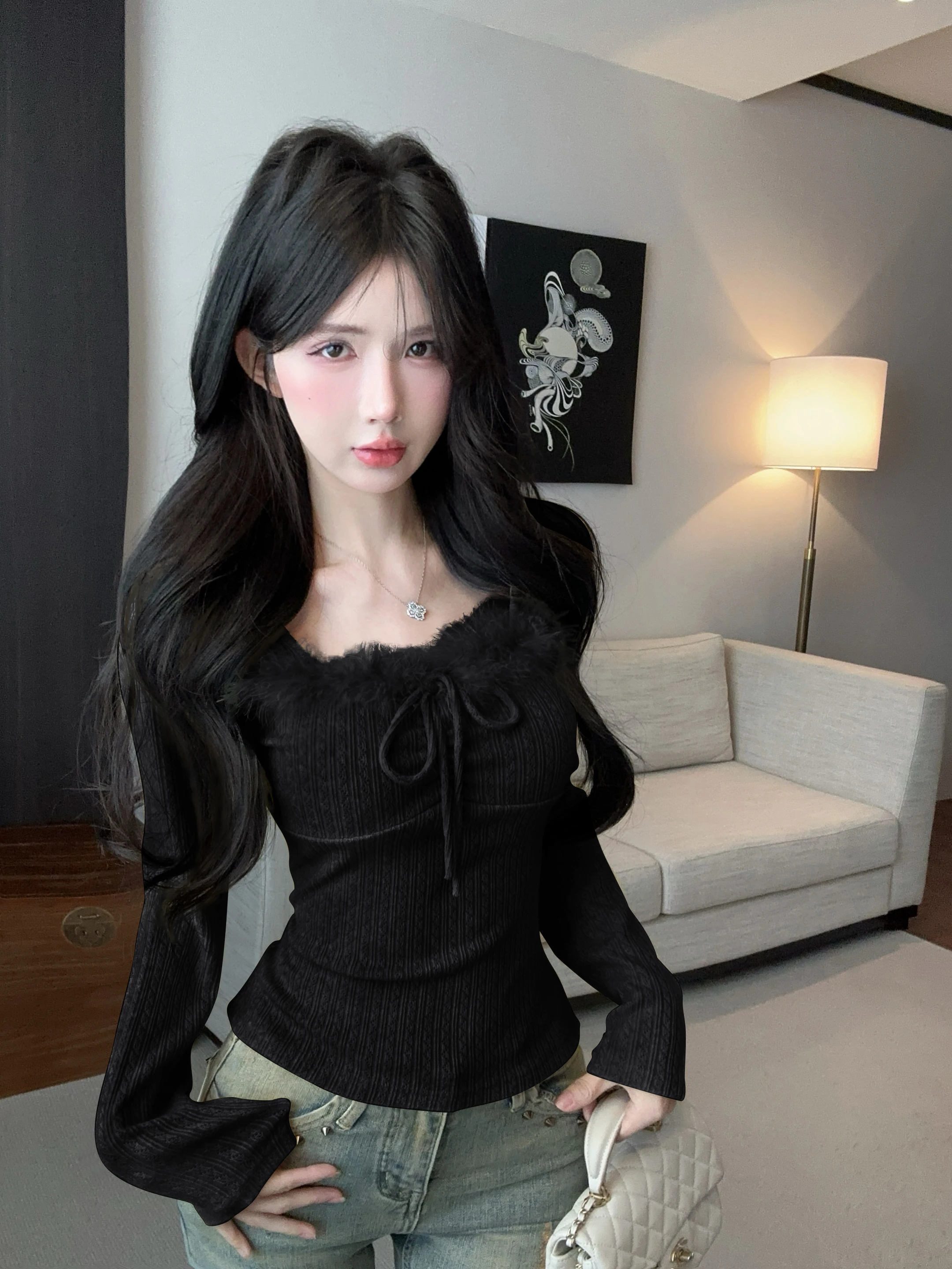 Осенне-зимний дизайн Pure Desire Gyaru трикотажная нижняя рубашка женская внутренняя