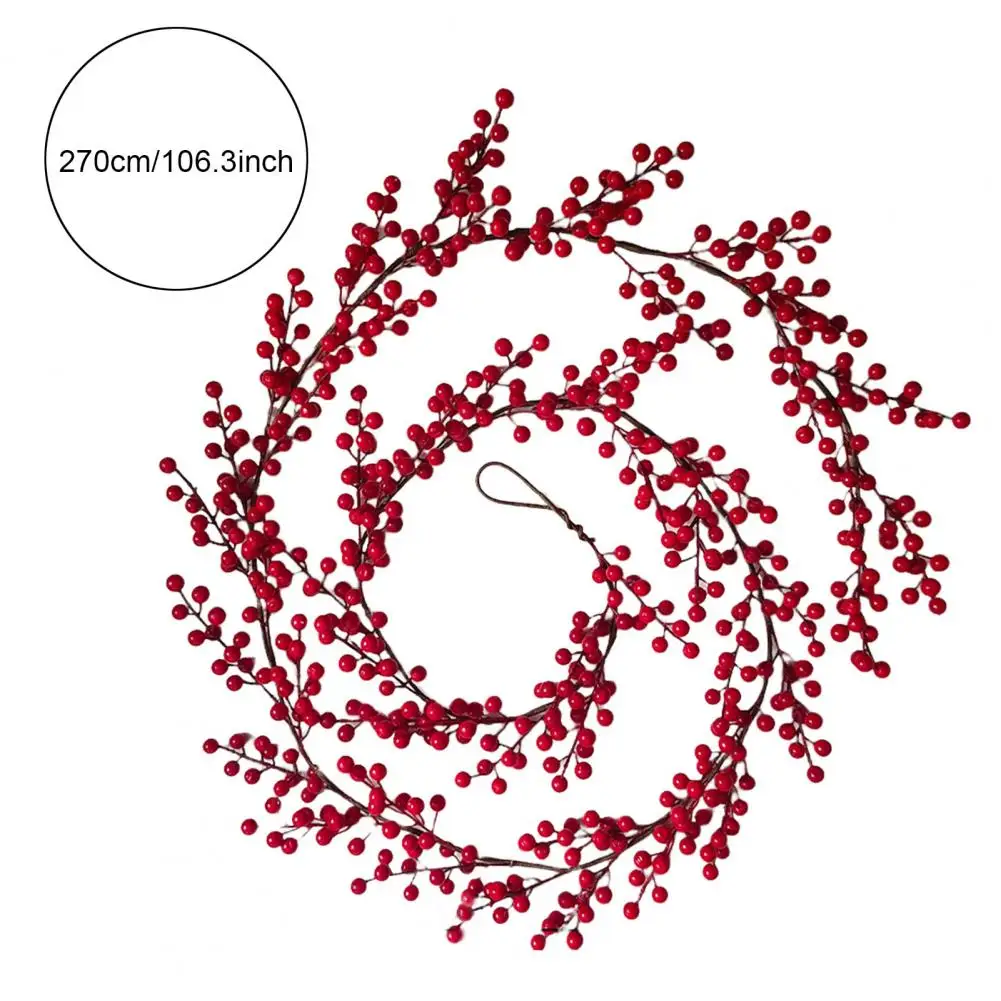 195/270 см искусственные красные ягоды гирлянда Рождественские подвесные фрукты