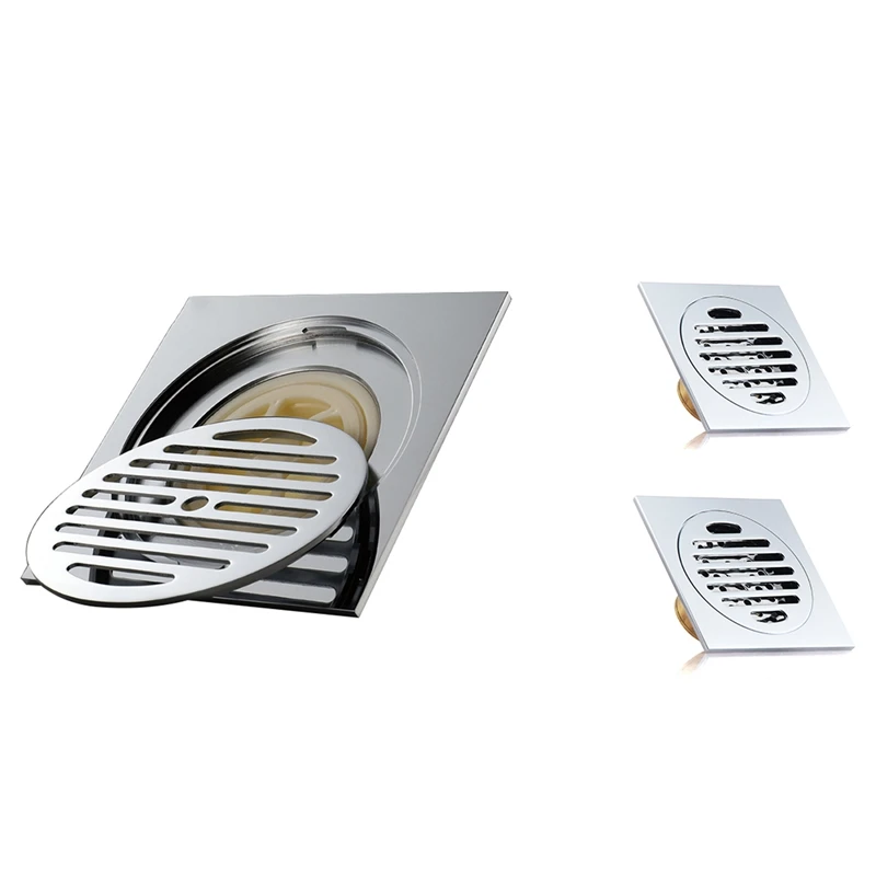 

Odor-Proof Copper Floor Drain Chrome-Plated Mesh Surface Large-Flow Anti-Reflow Shower Floor Drain