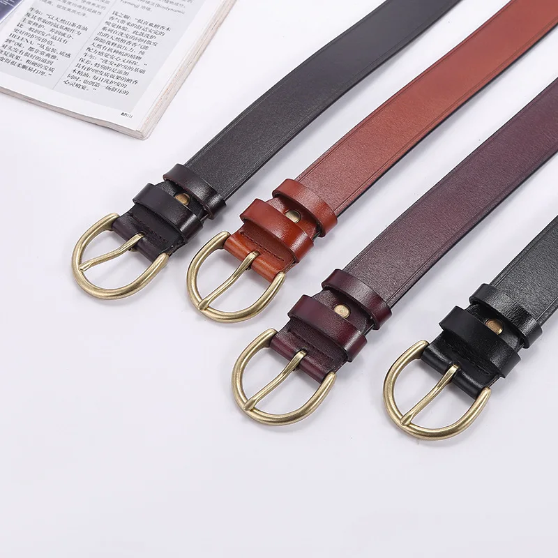 New Women Genuine Leather Belt for Female Jean Strap Casual All Match Ladies Adjustable Belt Designer High Quality Brand Girdle