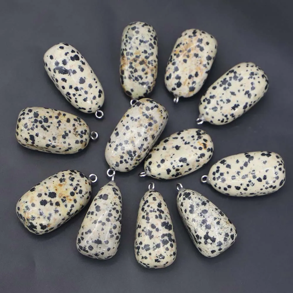 Natural Stone Damation Jasper Irregular Shape Ore Cure Pendants Reiki Charms Necklace Jewelry Making Accessories Wholesale 12Pcs