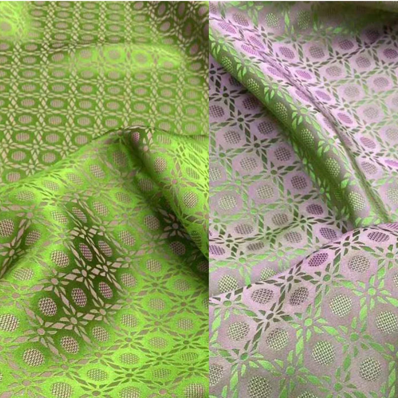 

New Silk Jacquard Blended Fabric Desing Double Sided Hanfu Tang Fashion Women Clothing Cloth for Sewing Material Wholesale