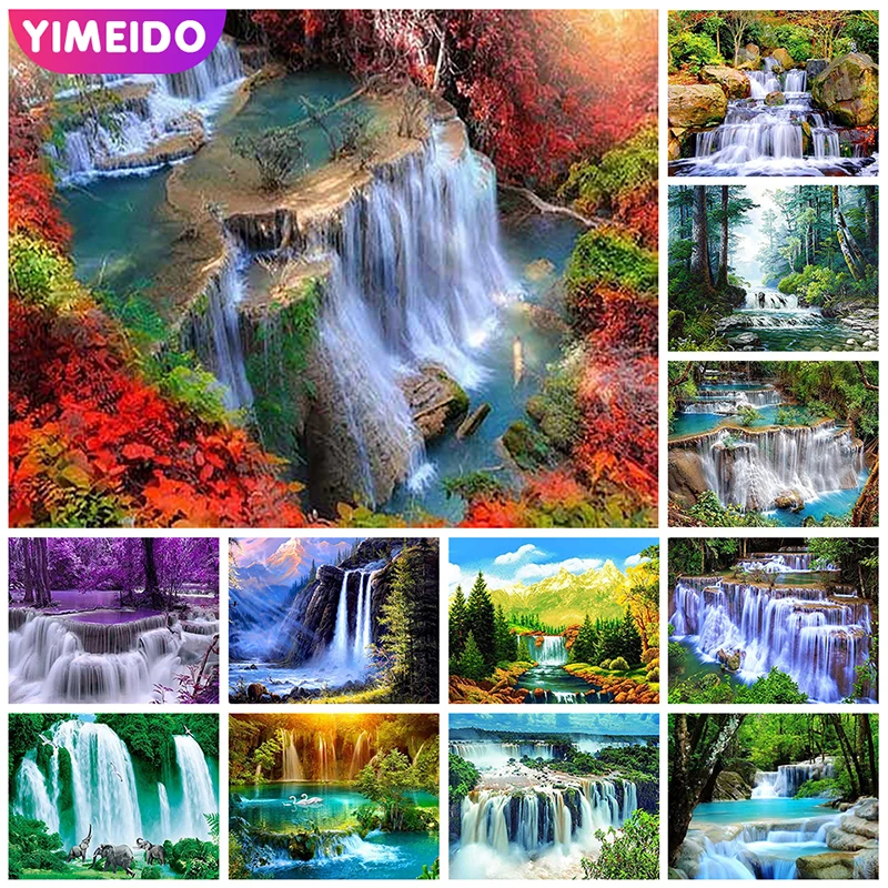 YIMEIDO Waterfall 5D AB Diamond Painting Landscape Rhinestones Mosaic Embroidery Full Drill Square Round Cross Stitch |