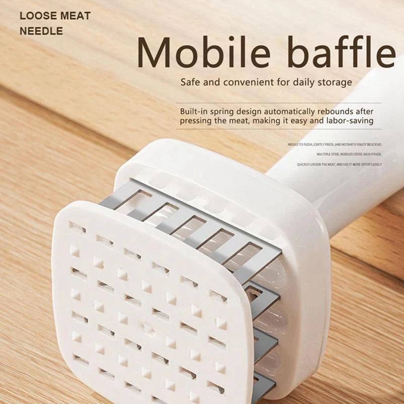 Meat Tenderizer Needle Stainless Steel Steak Hammer Kitchen Tool Cooking Gadgets Rib Breaker Beater White