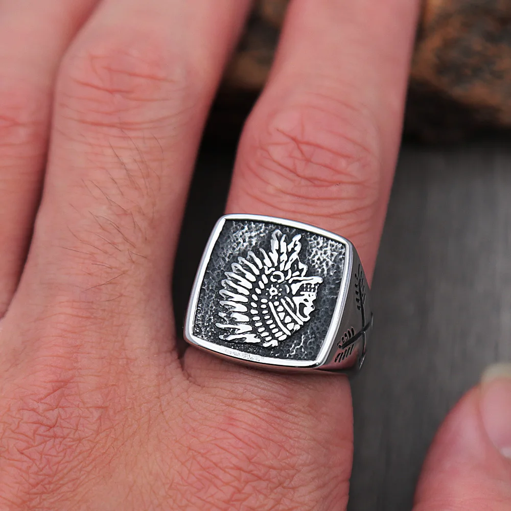 Винтажное индийское кольцо с черепом для мужчин в стиле панк-рок тяжелый металл