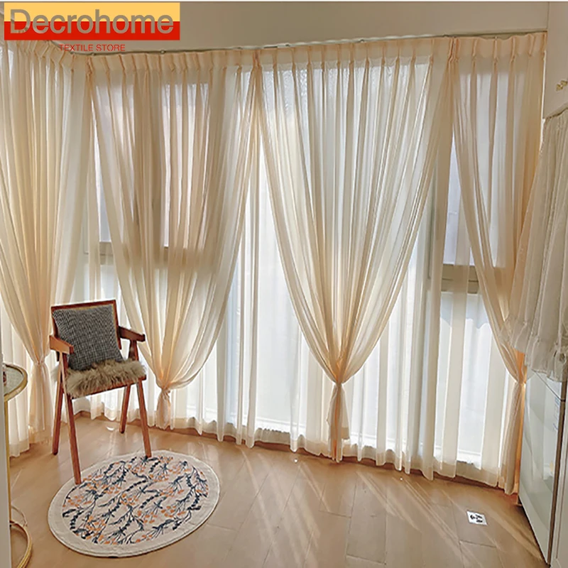 

Полупрозрачные шторы из белой шифоновой марли во французском стиле для гостиной, столовой, спальни