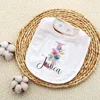 Personalised Baby Bibs Custom Initial with Name Girls Cotton Bib Newborn Saliva Towel Flower Print Bib Baptism Baby Shower Gifts 5
