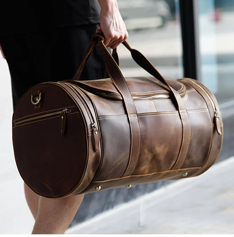 52 cm Big Gym Bag Genuine Leather Men Travel Bag Large Capacity Cowhide Weekend Bag Travel Bags Hand Luggage Bag Overnight Bag