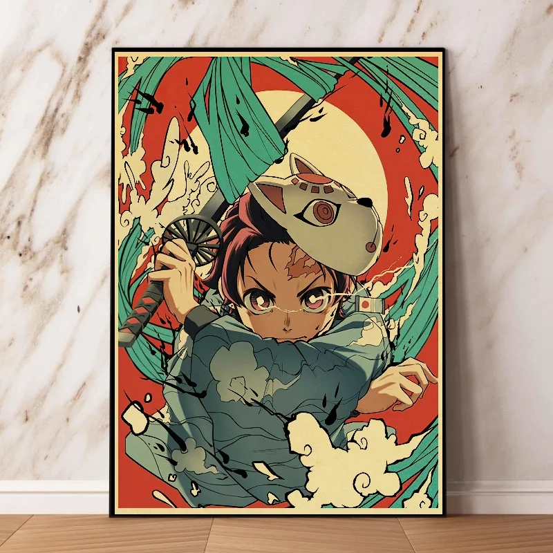 Фото Аниме Demon Slayer настенный художественный постер высокой четкости интерьерная печать на холсте гостиная спальня домашний декор обои №3