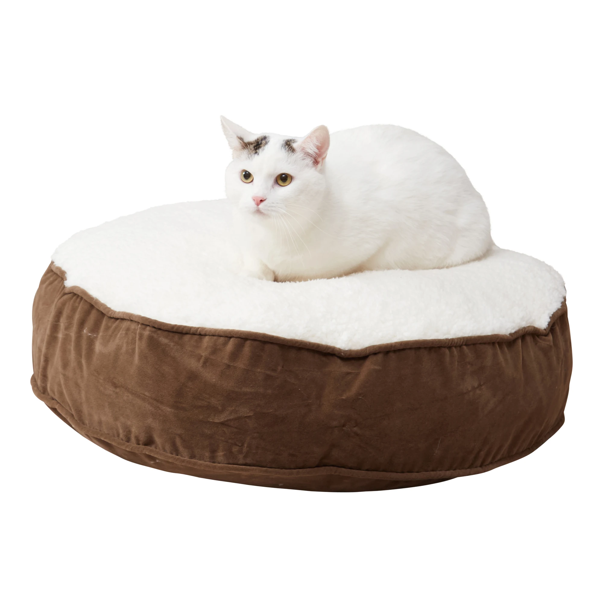 

Round Pillow Style Sherpa Cat Bed - Latte