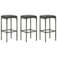 bar stool chair counter stools set of 3 kitchen decor for counter with cushions 3 pcs gray poly rattan