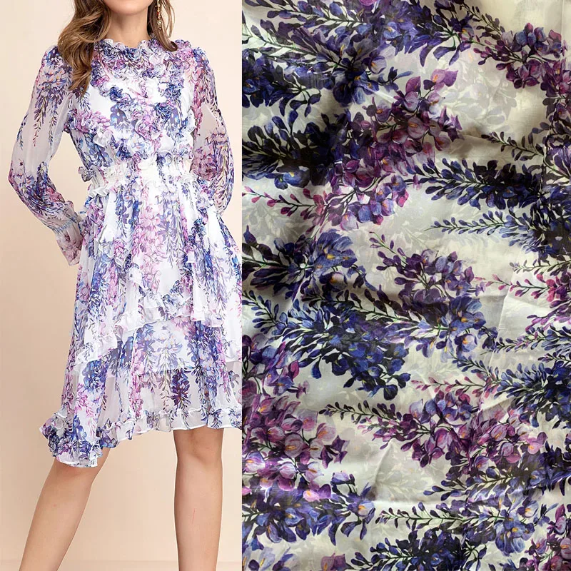 Европа и Америка тонкая шифоновая Ткань с цветочным принтом для женщин платье