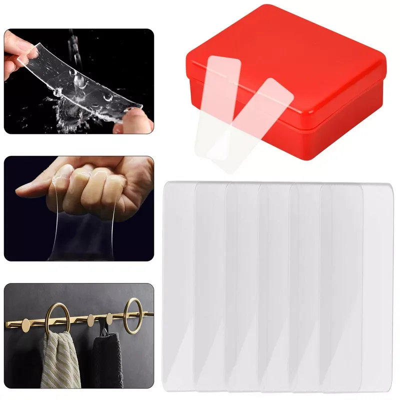 

NEW 60Pcs/Box Double-sided Adhesive Tape Washi Tape Reusable Waterproof Wall Sticker Non-Marking and Washable Self Adhesive Tape