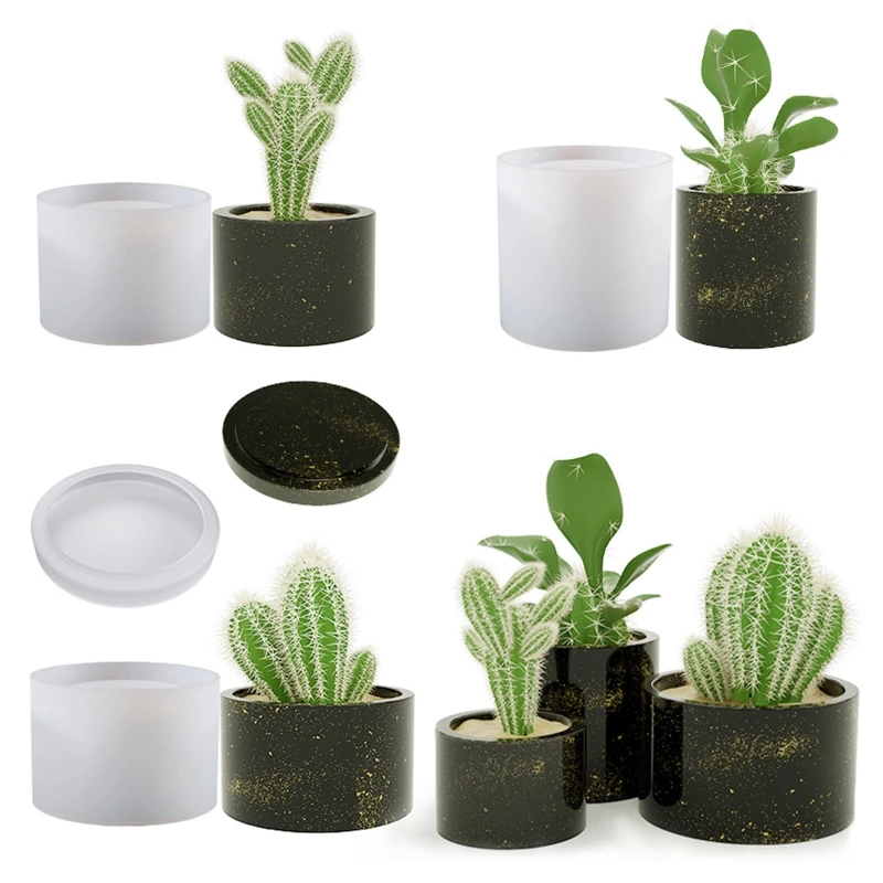 

R3MC Small Flower Pot Silicone Mold Diy Succulents Concrete Flower Pot Vase Plaster Cement Clay Mold Plant Holder Mold