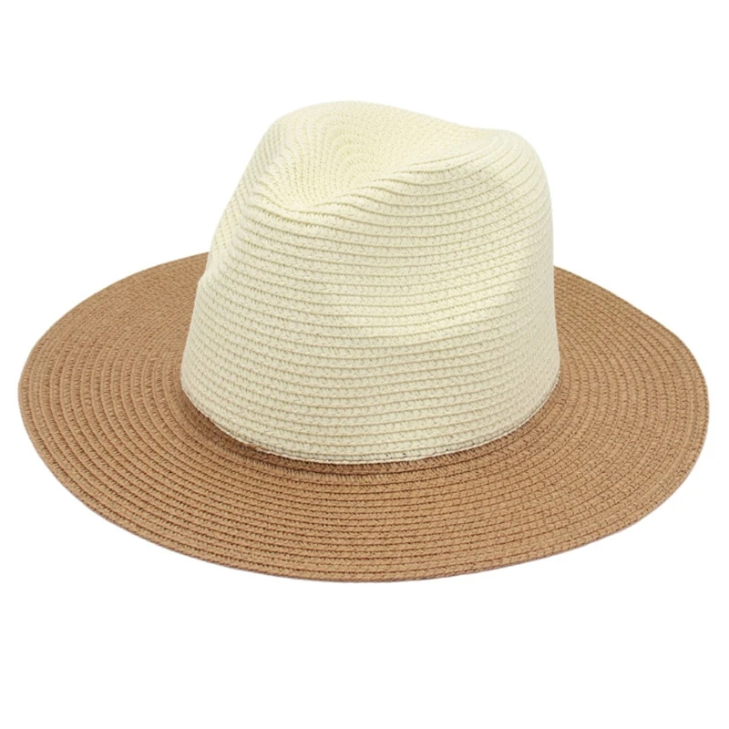 

Vintage Wide Brim Straw Hat Two Color Gradient Sun Hat Jazz Sunscreen Shade Panama Hat All-match for Men Women Drop Shipping