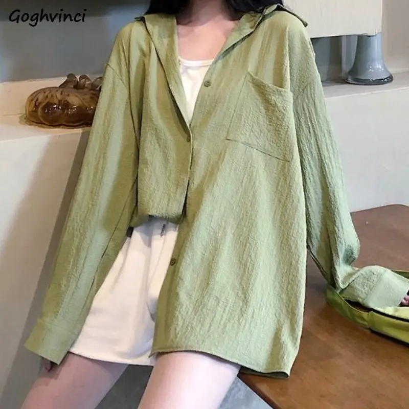 

Shirts Women Summer Breathable Korean Style Trendy Loose New Design All-match Long Sleeve Ins Elegant Office Ladies Casual Daily