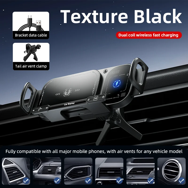 

Автомобильное беспроводное зарядное устройство со складным экраном, двойное крепление на катушке, 15 Вт, быстрая автомобильная зарядка для Samsung Galaxy S23 S22 S21 Z Fold Flip 5 4 3