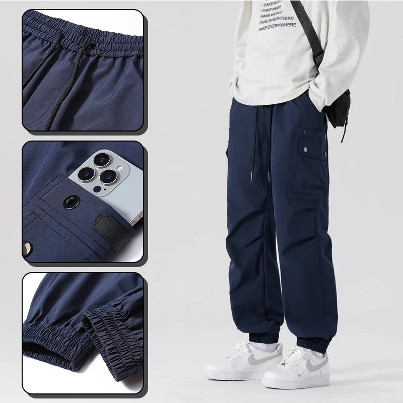 Весенние мужские повседневные брюки водонепроницаемые прямые свободного кроя