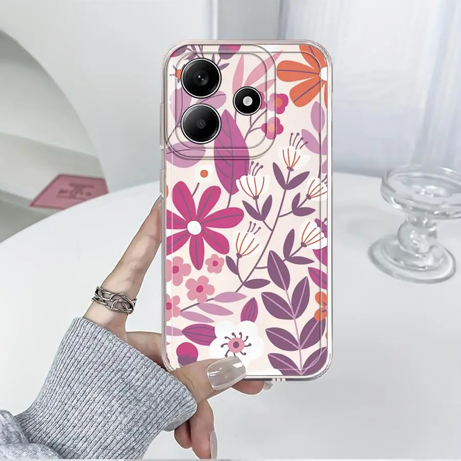 Фото Мягкий чехол для телефона Xiaomi Redmi Note 15 Pro 9 10 Note 13 14 11S 13C 14C 12S A4 12 11 10S с экзотическим цветочным узором №1