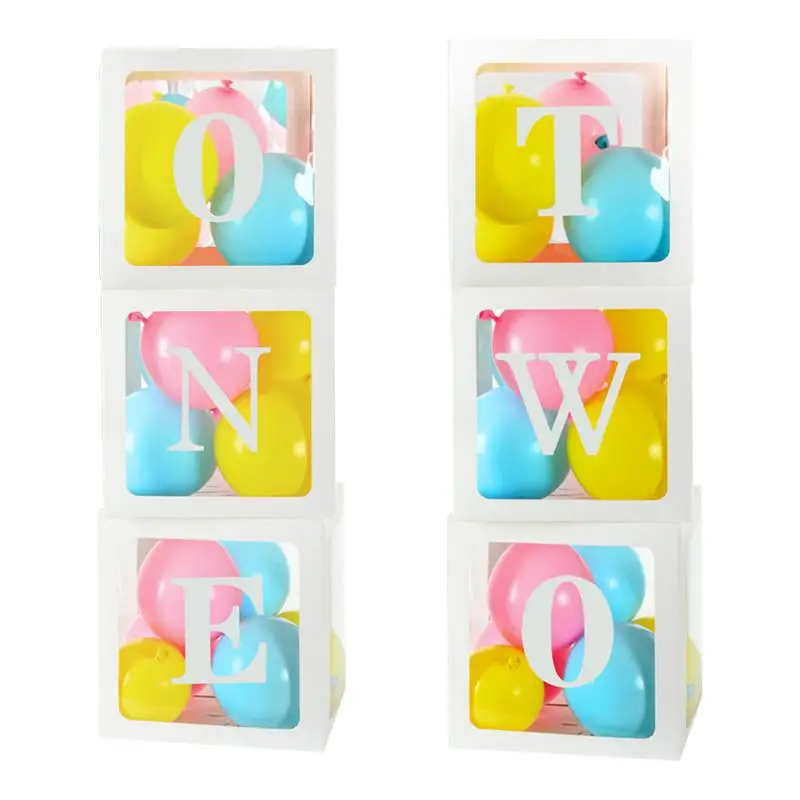 

Balloon Boxes Decorations 3 Transparent Balloon Blocks With ONE Or TWO Letters Birthday Reveal Party Decorations