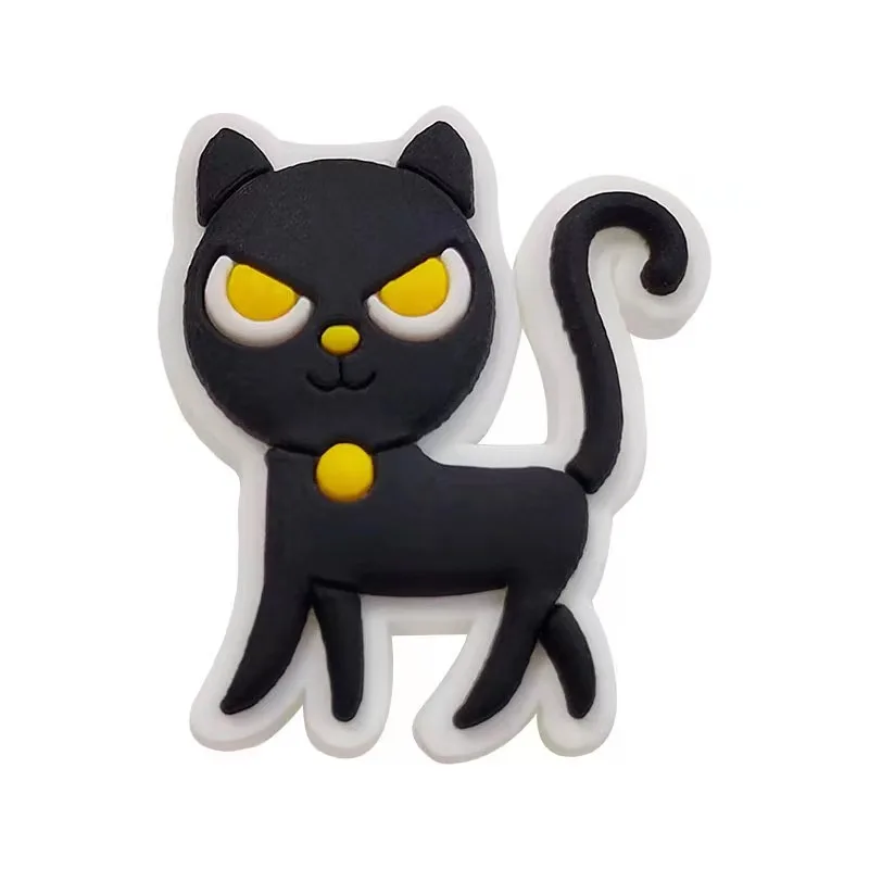 25pcs Fashion Anime Cute Halloween Cat Shoe Charms For Croc Sandals Unisex Shoe Decoration Kids Party Gifts