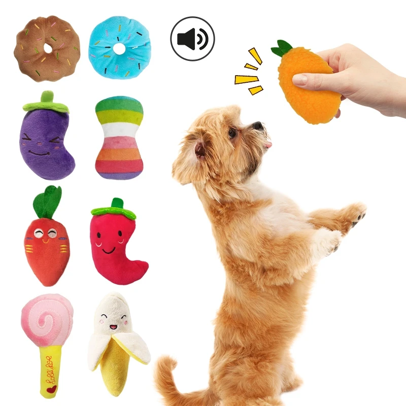 

Dog Squeaky Toy Chew Cleaning Teeth Toys Cute Fruit Sounding Dogs Plush for Small Dogs Puppy Pet Supplies juguetes para perro