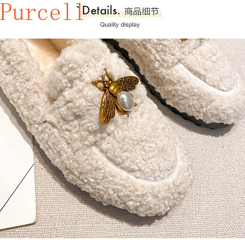 2022 New Women's Winter Plush Shoes Wear non slip warm flat bottomed snow boots Fashion belongs to decorative design Large 41-43