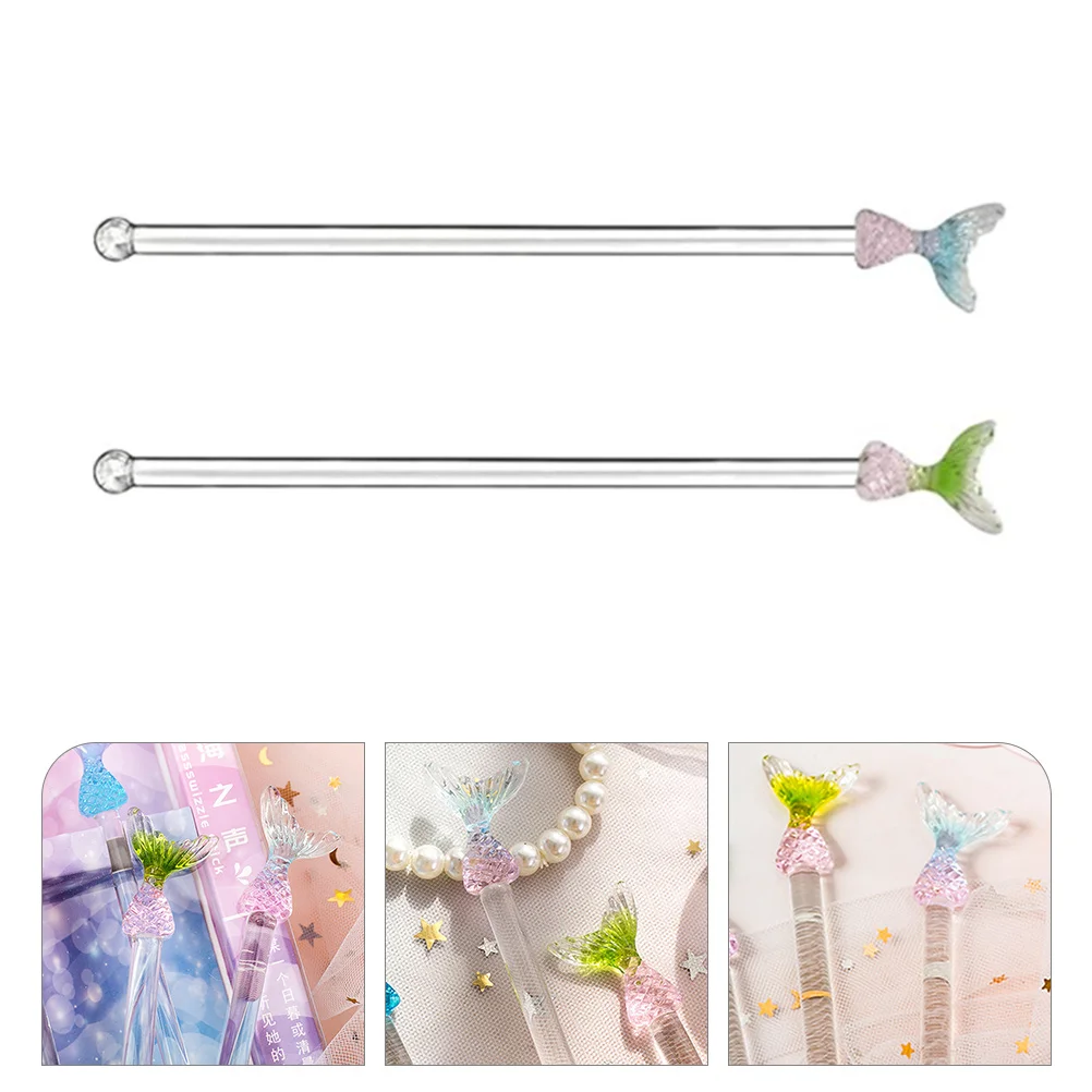

2Pcs Compact Mermaid Tail Shaped Cocktail Stirring Sticks Drinks Mixing Sticks Drink Stirrers Glass Stirring Sticks