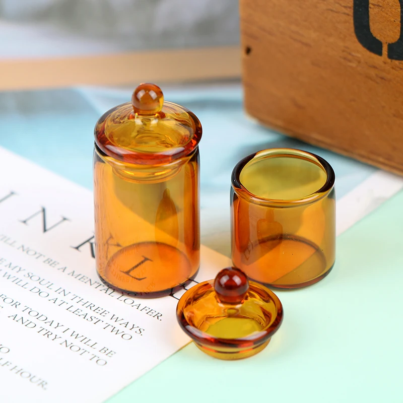 

1/12 Dollhouse Miniature Glass Candy Jar Simulation Candy Bottle Model Toys Pretend Toys Simulation Kitchen Tools Toy for Kids