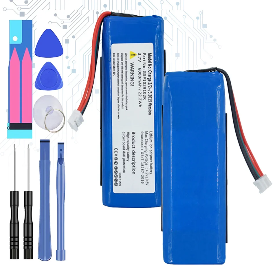 

GSP1029102R Replacement Battery For JBL Charge 2 Plus Charge 2+ Charge 3 2015 Version GSP1029102R P763098 Speaker 6000mAh