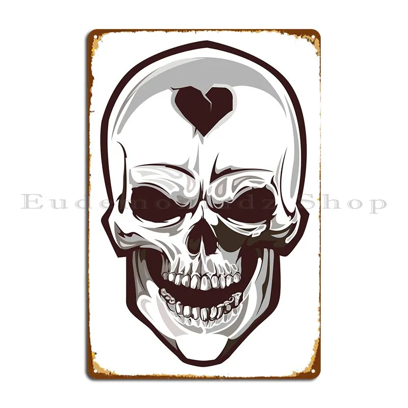 

Skull Heart White Metal Plaque Poster Wall Decor Classic Custom Cinema Mural Tin Sign Poster
