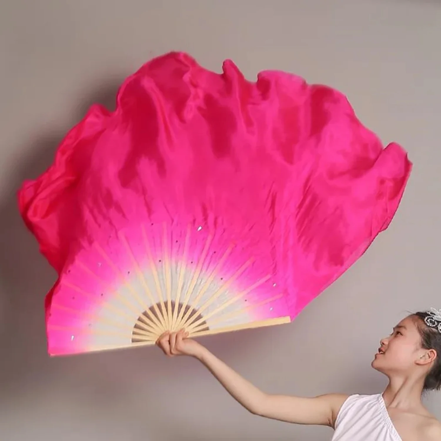 Чернила красные черные градиентные настоящие шелковые веерные вуали