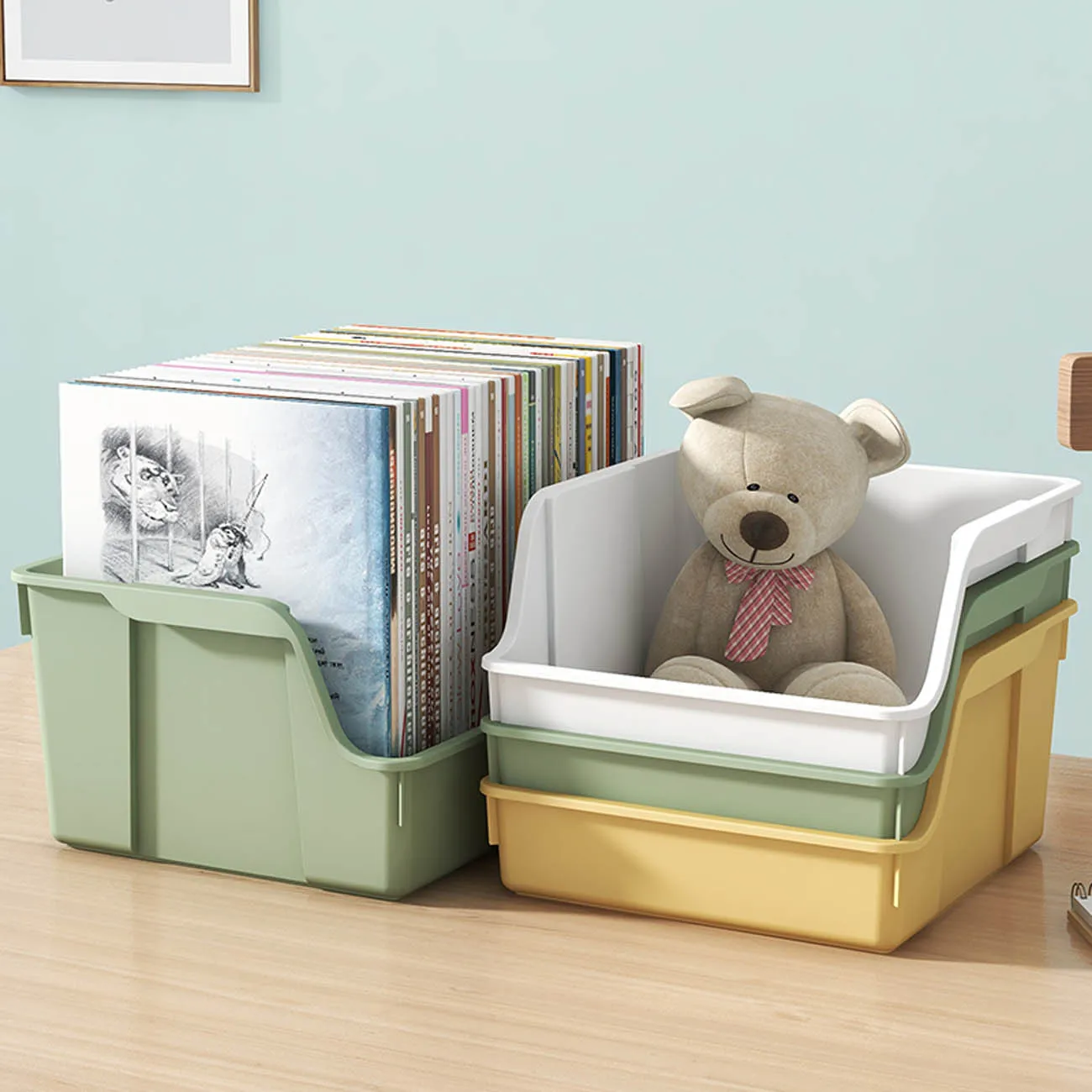 

Desktop Book Storage Box Student Large-capacity Textbook Sorting Box Multi-functional Plastic Storage Basket