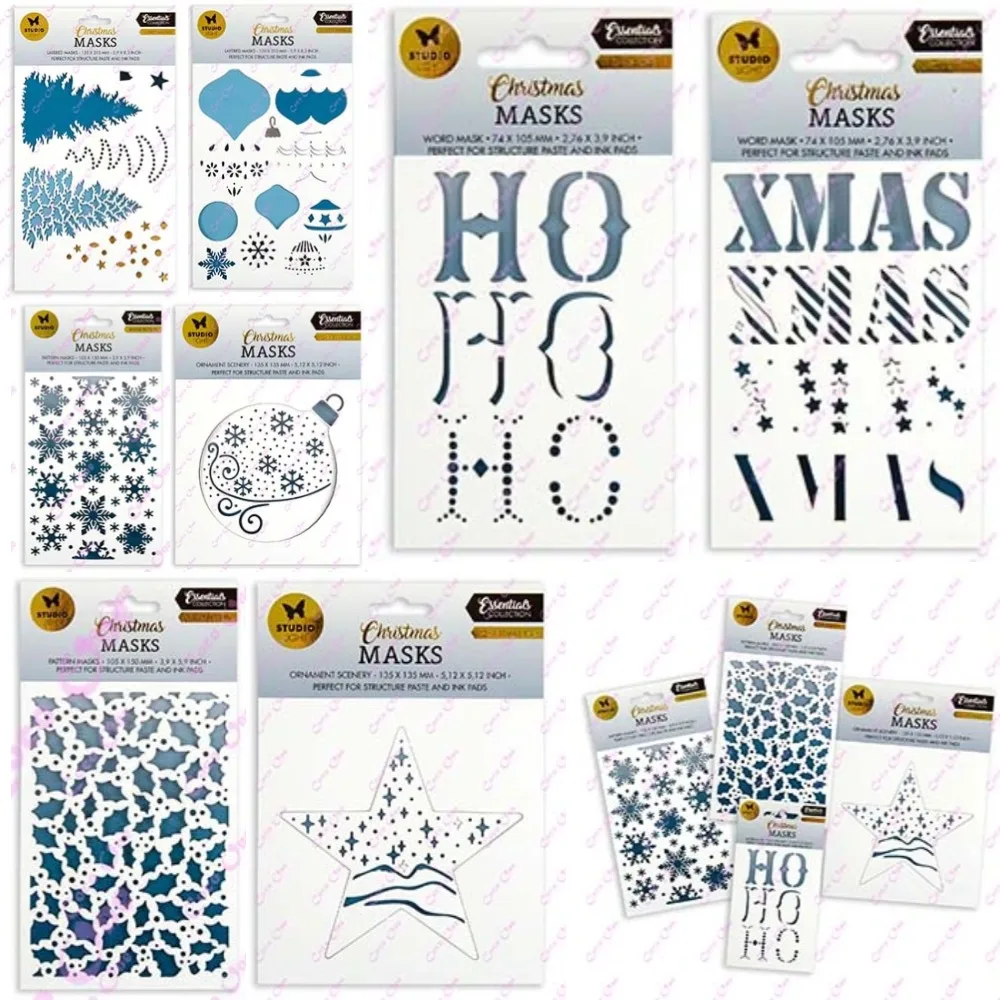 Рождественские трафареты с листьями снежинок шаблон граффити инструмент для