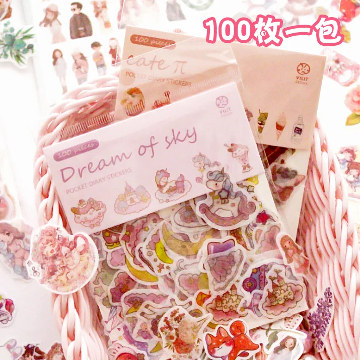 

100pc/pack Kawaii Cute Anime Cat Journaling Stationery Stickers Scrapbooking Candle Jar Laptop Scrapbooking Accessories Adesivos