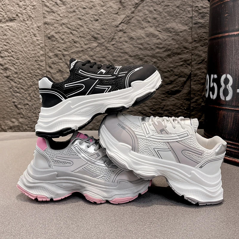 Новинка 2024 модная повседневная спортивная женская обувь сетчатая поверхность