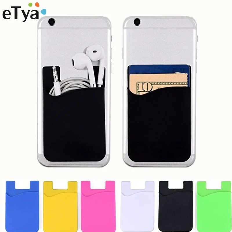 

Fashion Women Men Cell Phone Card Holder sticker Bus Card Business Credit ID Card Holder Slim Case Pocket On 3M Adhesive