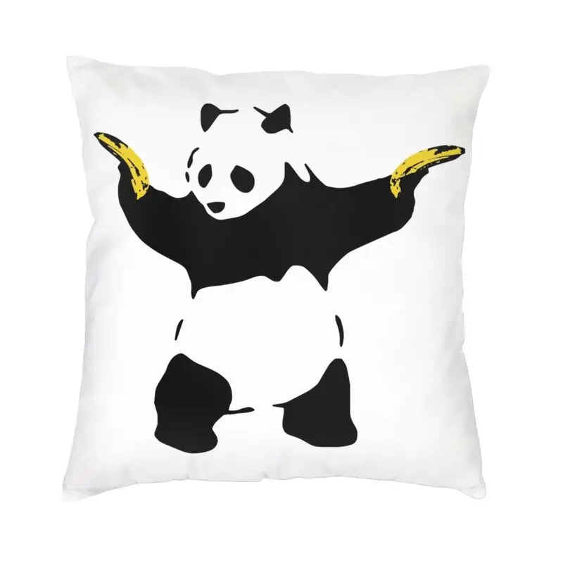 

Funny Bad Panda With Bananas Cushion Cover 40x40cm Banksy Graffiti Street Art Velvet Throw Pillow Case Living Room Decoration
