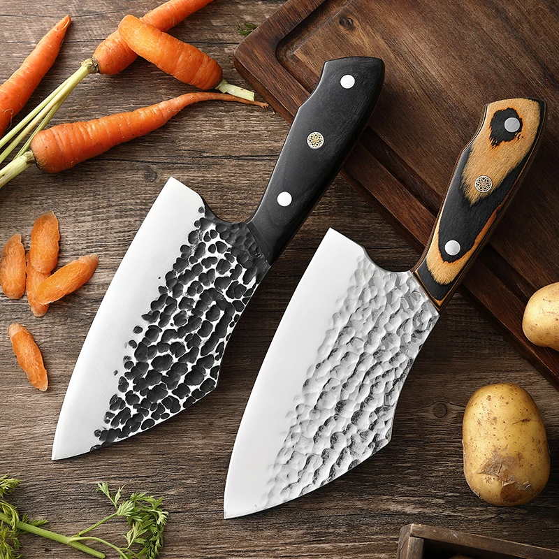 

Handmade Forged Kitchen Knife Hammer Stainless Steel Chef Chopper Cooking Knives Meat Slicer Butcher Fish Cleaver Wooden Handle