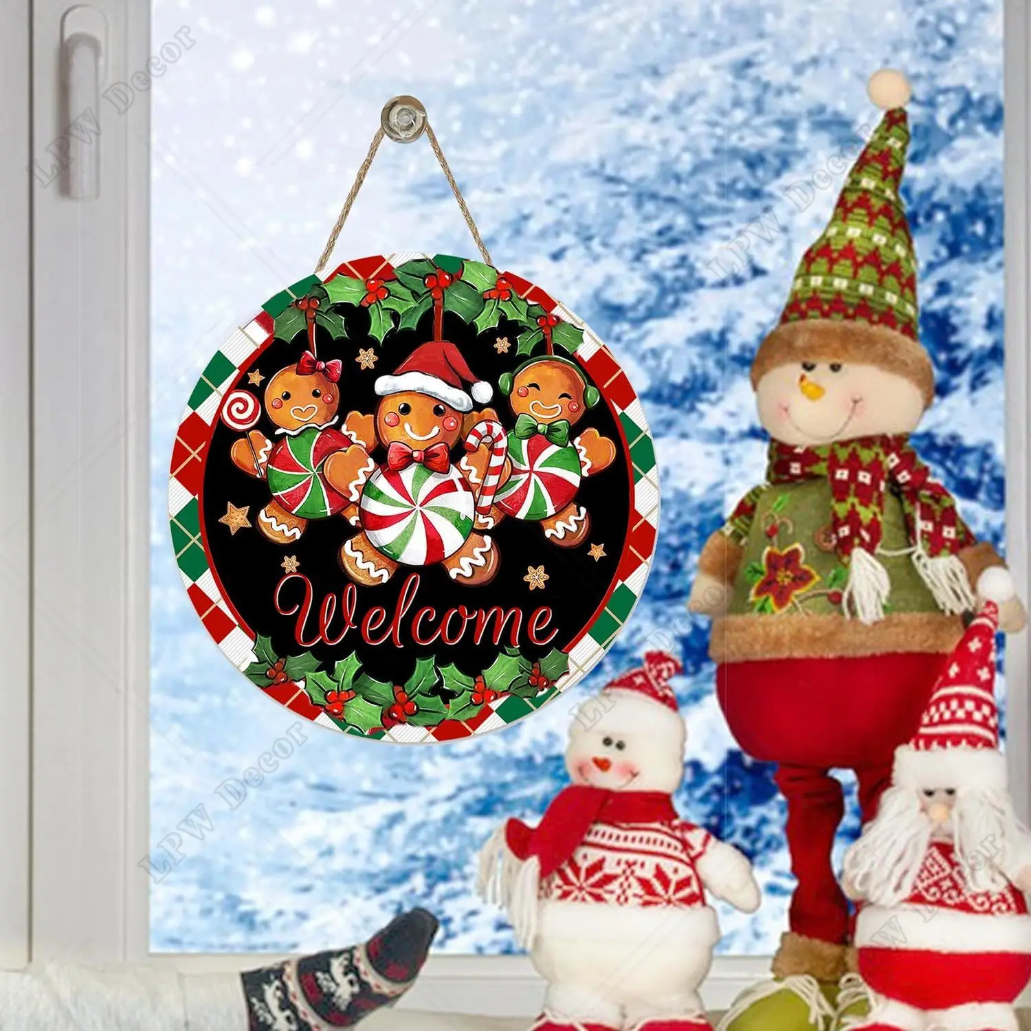 Добро пожаловать Рождественский имбирный человечок значок на входную дверь