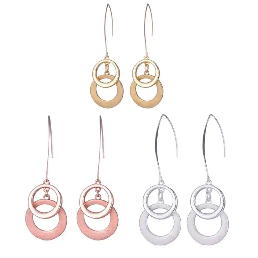 

Long Drop Women's Fashion Jewelry Alloy Polished Brushed Earrings 2023 Round Retro Accessory