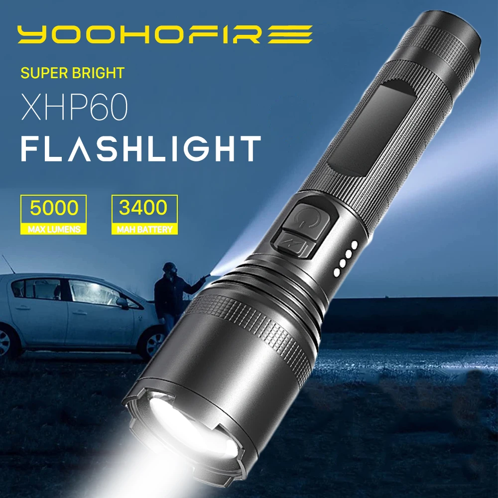 High Power LED Flashlight with USB Charging Torch Light Rechargeable Waterproof Portable Lantern Spotlight Tactical Flashlights